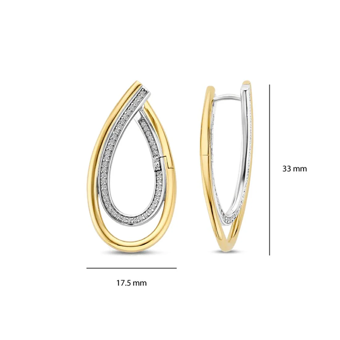 Orecchini Ti Sento Milano in argento bicolore design goccia con pietre 78051ZY