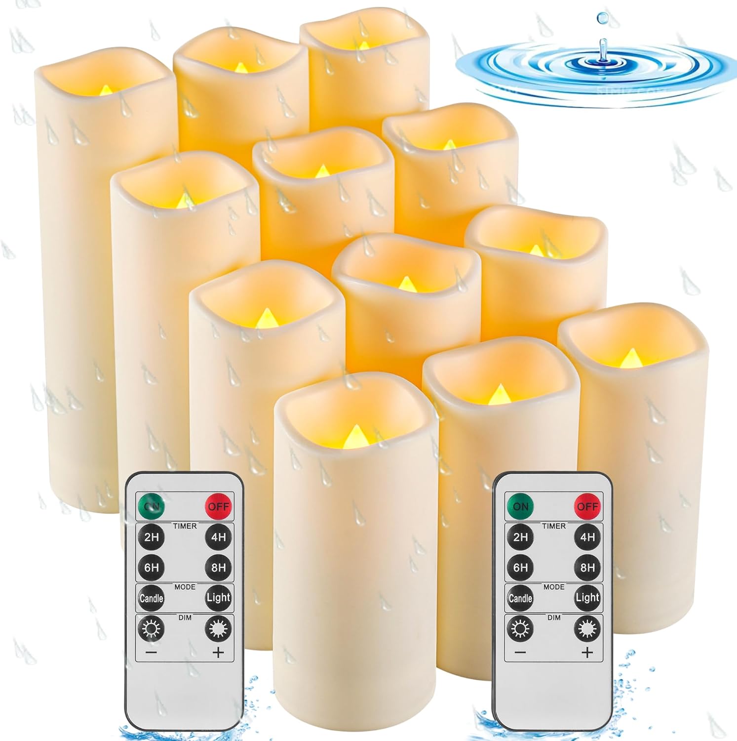 Candela da esterno impermeabile, candela a batteria a LED senza fiamma, candela analogica resistente alle alte temperature da 12 pezzi.