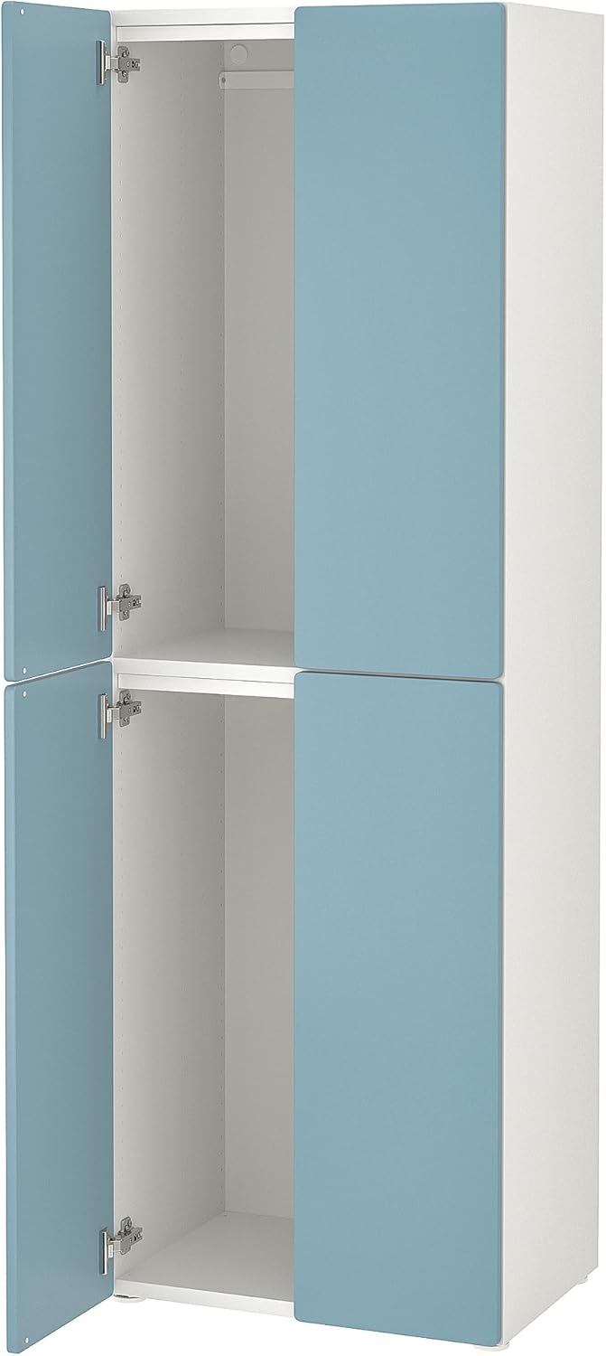 ProTuning PLATSA/SMÅSTAD Guardaroba, bianco/blu/con 2 aste appendiabiti, 60x42x181 cm