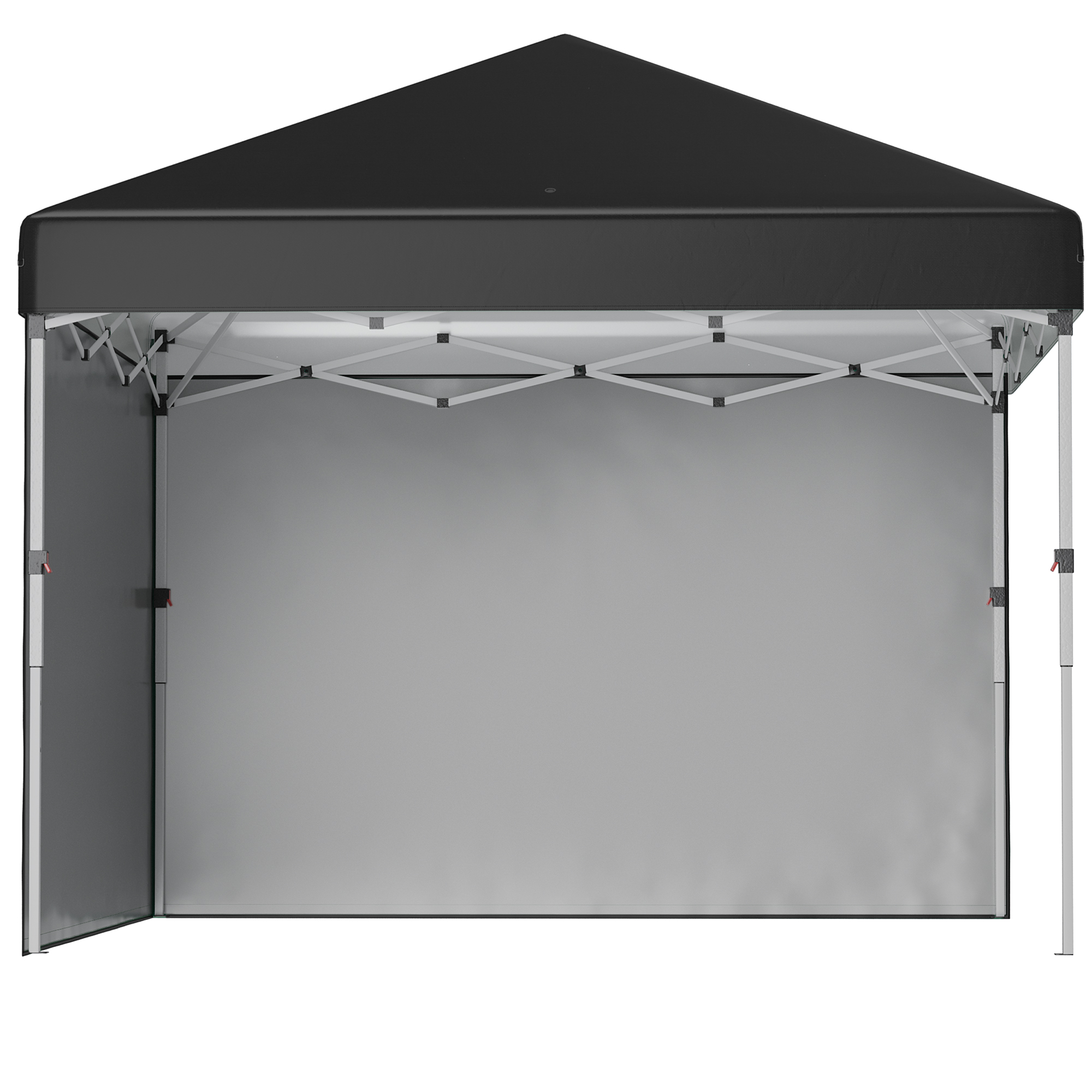 Outsunny Faltpavillon, 2 Seitenwände, höhenverstellbar, mit Transporttasche, rostfreies Stahlgestell, 3x3 m, Schwarz