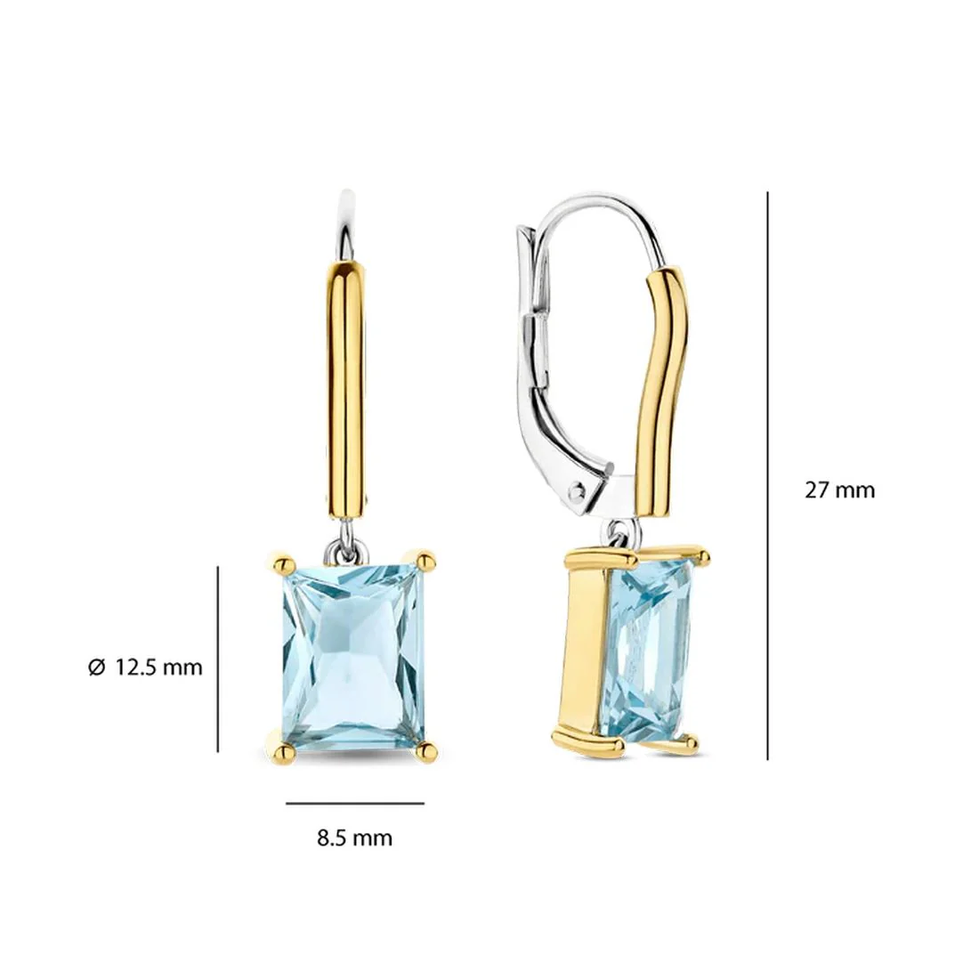 Orecchini Ti Sento Milano monachella con pietra azzurra rettangolare 78064TY