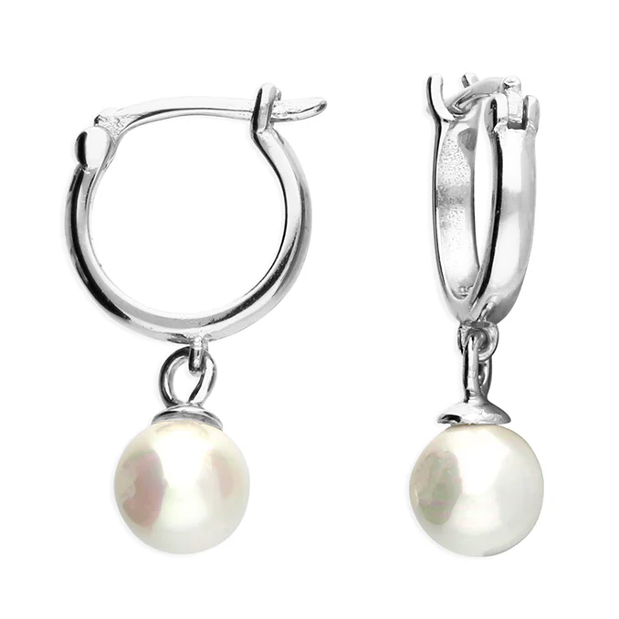 Silver Earring Faux Pearl Drop