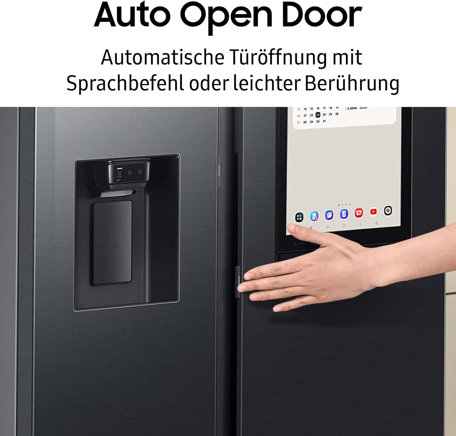 RS90F66BEFEF Side-by-Side Kühl-Gefrierkombination, AI Kühlschrank mit Gefrierfach, 178 cm, 614 l, Eis-/Wasserspender mit Wasseranschluss, Family Hub, AI Energy & Voice Control, Black Steel