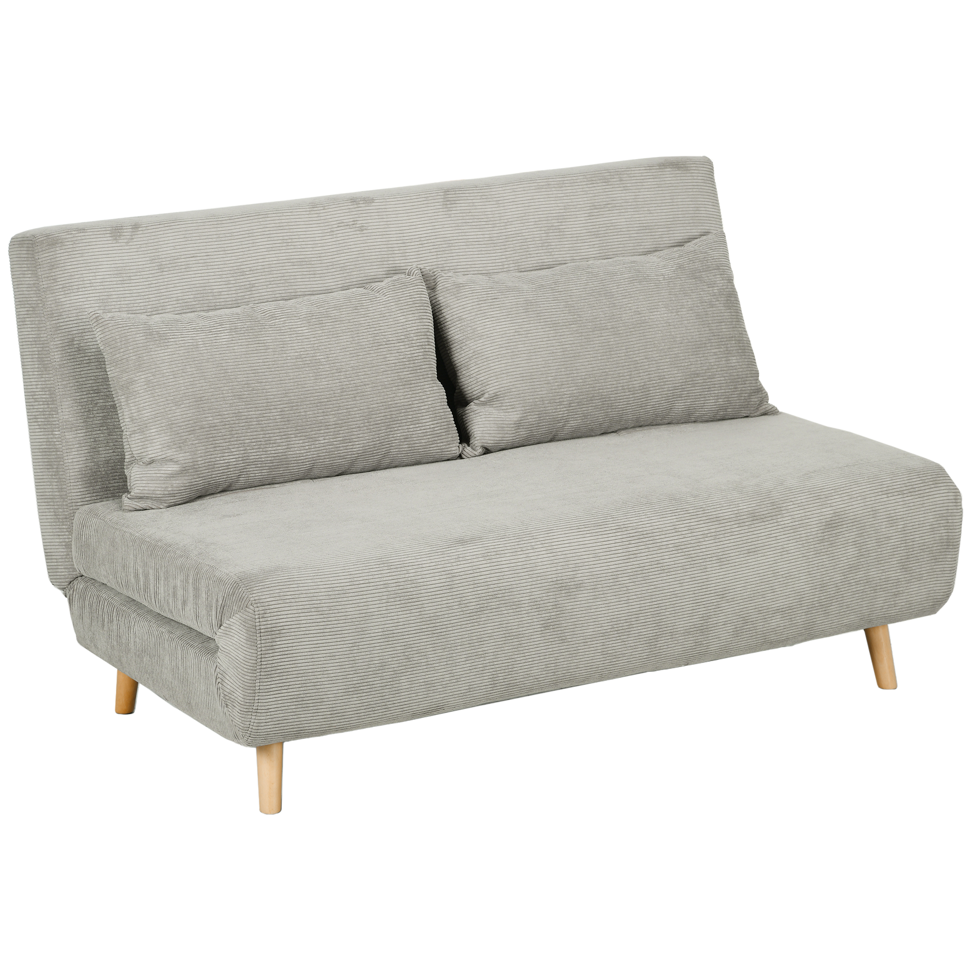 HOMCOM Slaapbank, Logeerbed, 3-standen Verstelbare Rugleuning, Linnenlook, tot 120 kg, 141 x 90 x 81 cm, Grijs