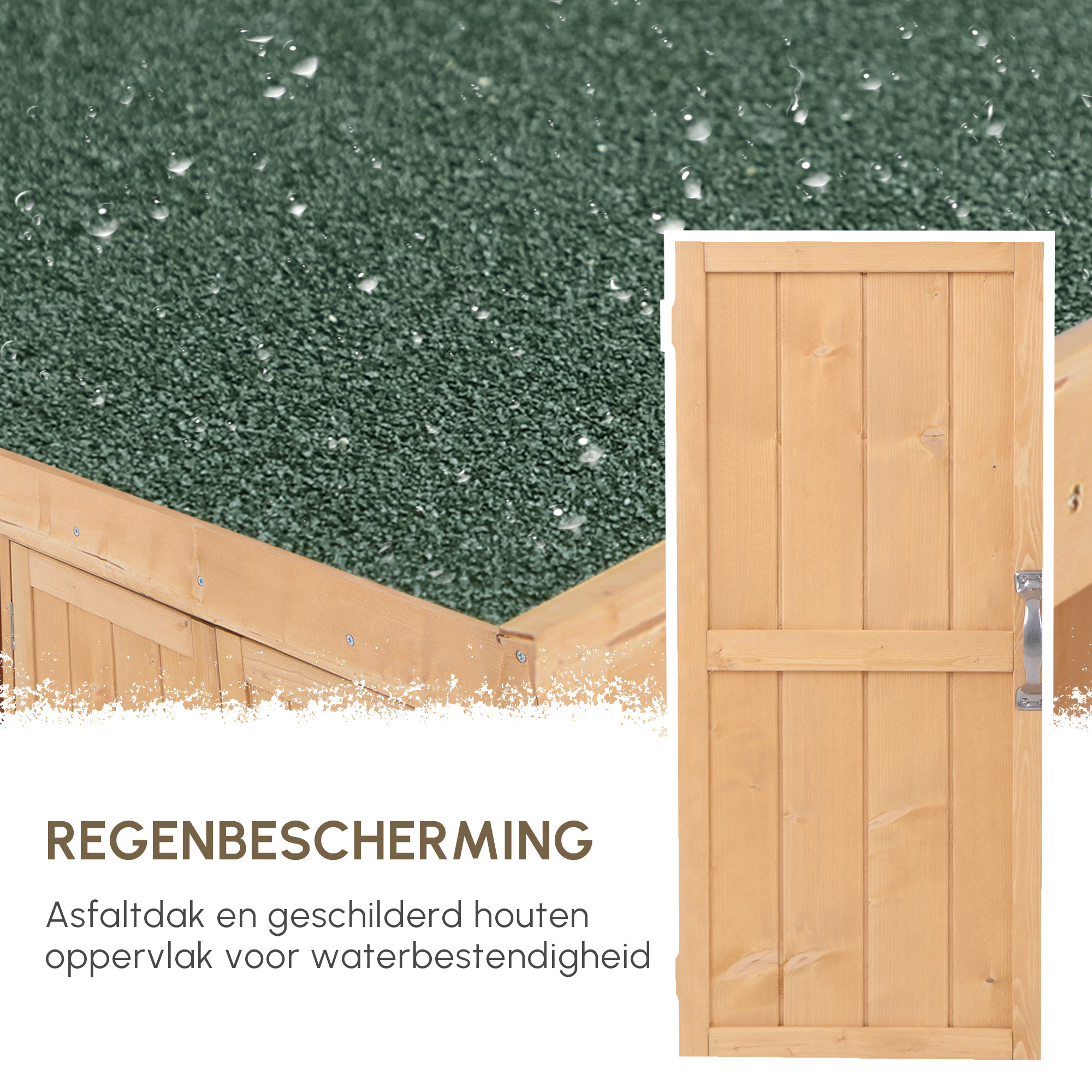 Outsunny Gereedschapskast gereedschapsschuur tuinkast 2 vakken 88 H? cm dennenhout naturel