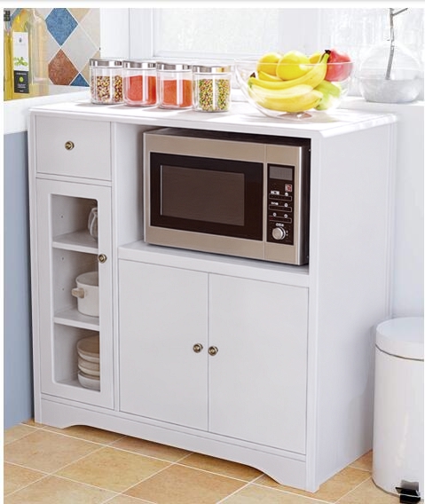 HOMCOM Mikrowellenschrank, Küchenschrank mit 2 Schränken und Schublade, Sideboard Aufbewahrungsschrank Kommode Multifunktionsschrank für Esszimmer, Kippschutz, Weiß, 90 x 40 x 82 cm