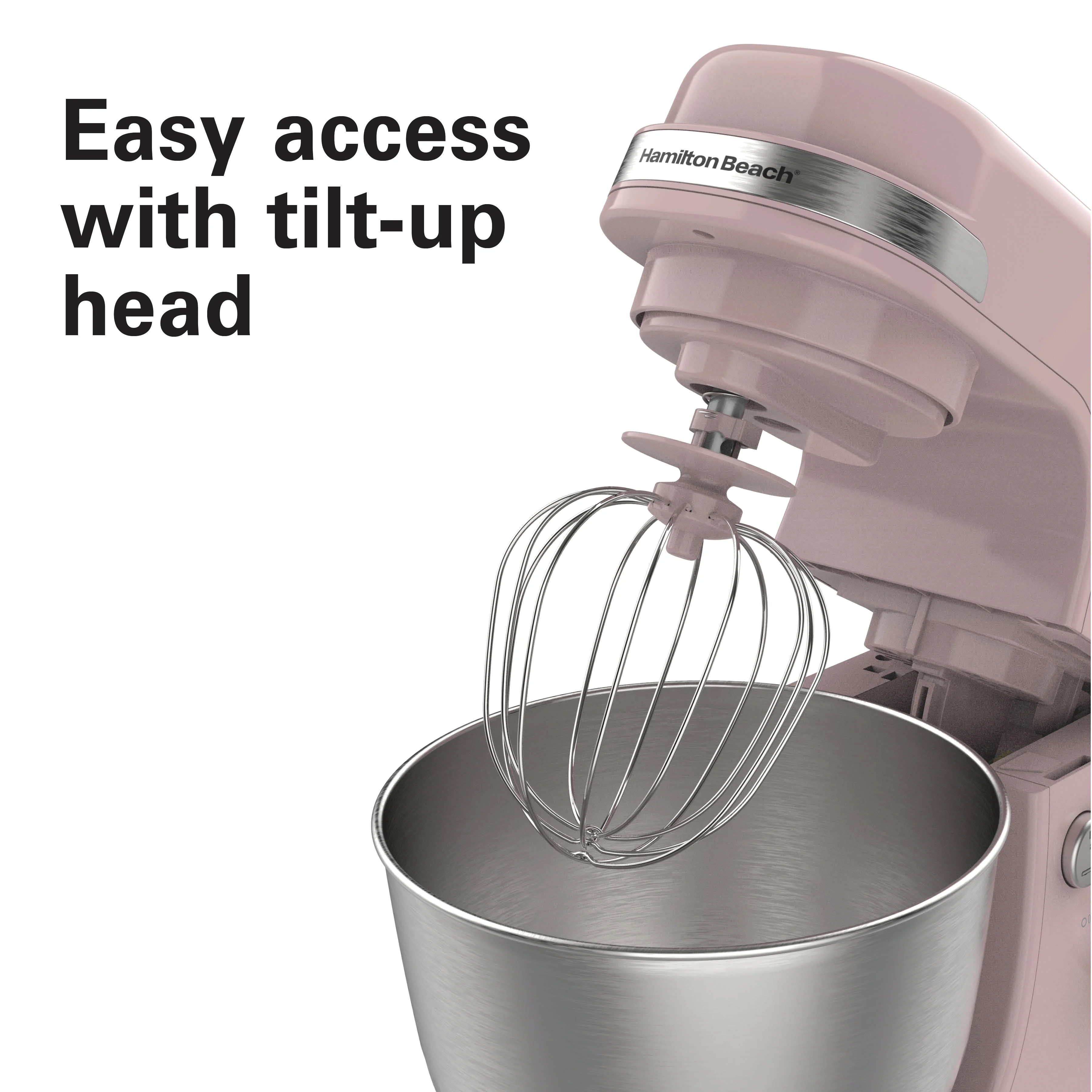 Hamilton Beach 4 Quart Stand Mixer for Kitchen, 7 Speeds, Tilt-Head, Dough Hook, Whisk & Flat Beater, White