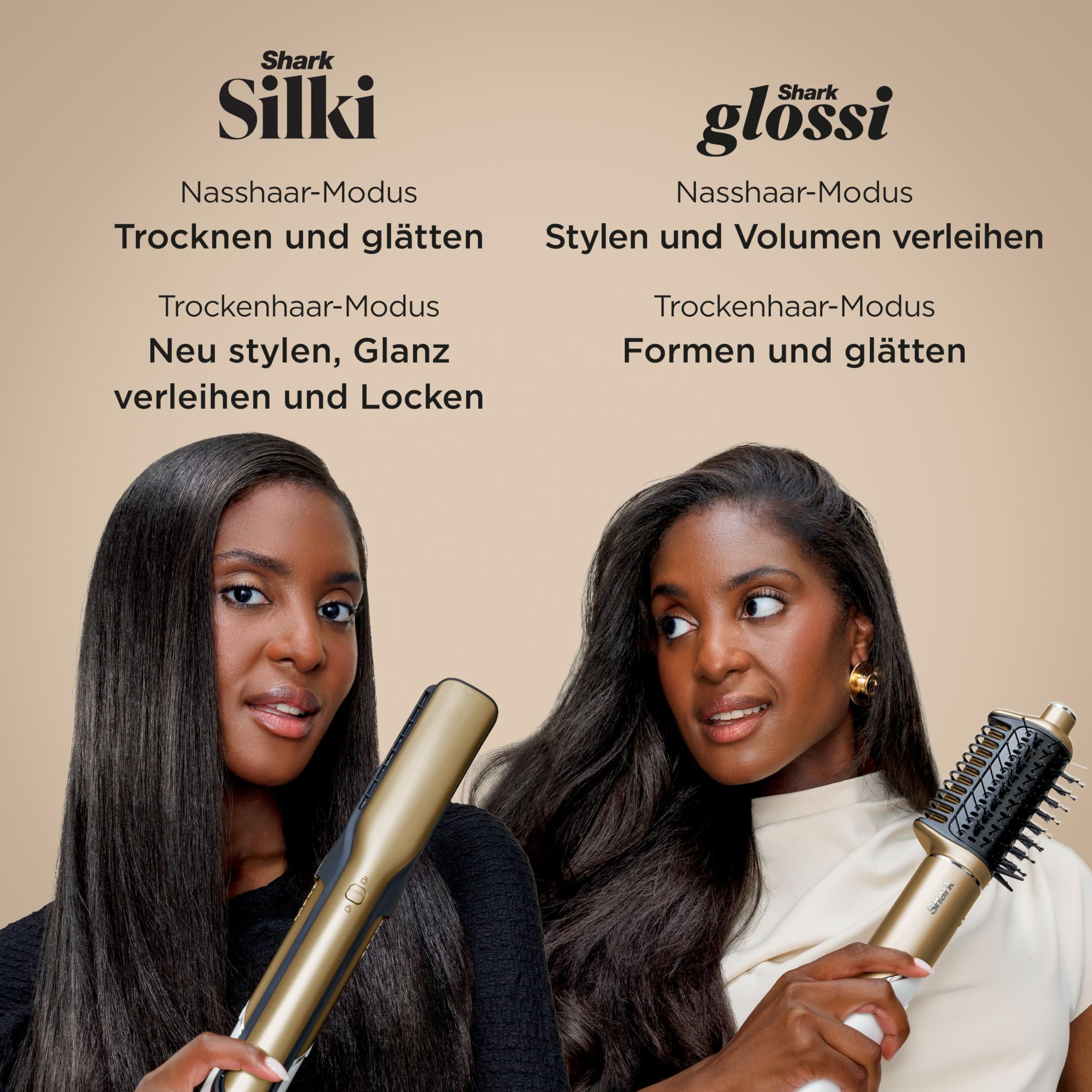 Multistyler und Haartrockner für glatte Haare, Wellen und Locken mit 5 Aufsätzen, 1500 Watt, Keramik, Gold