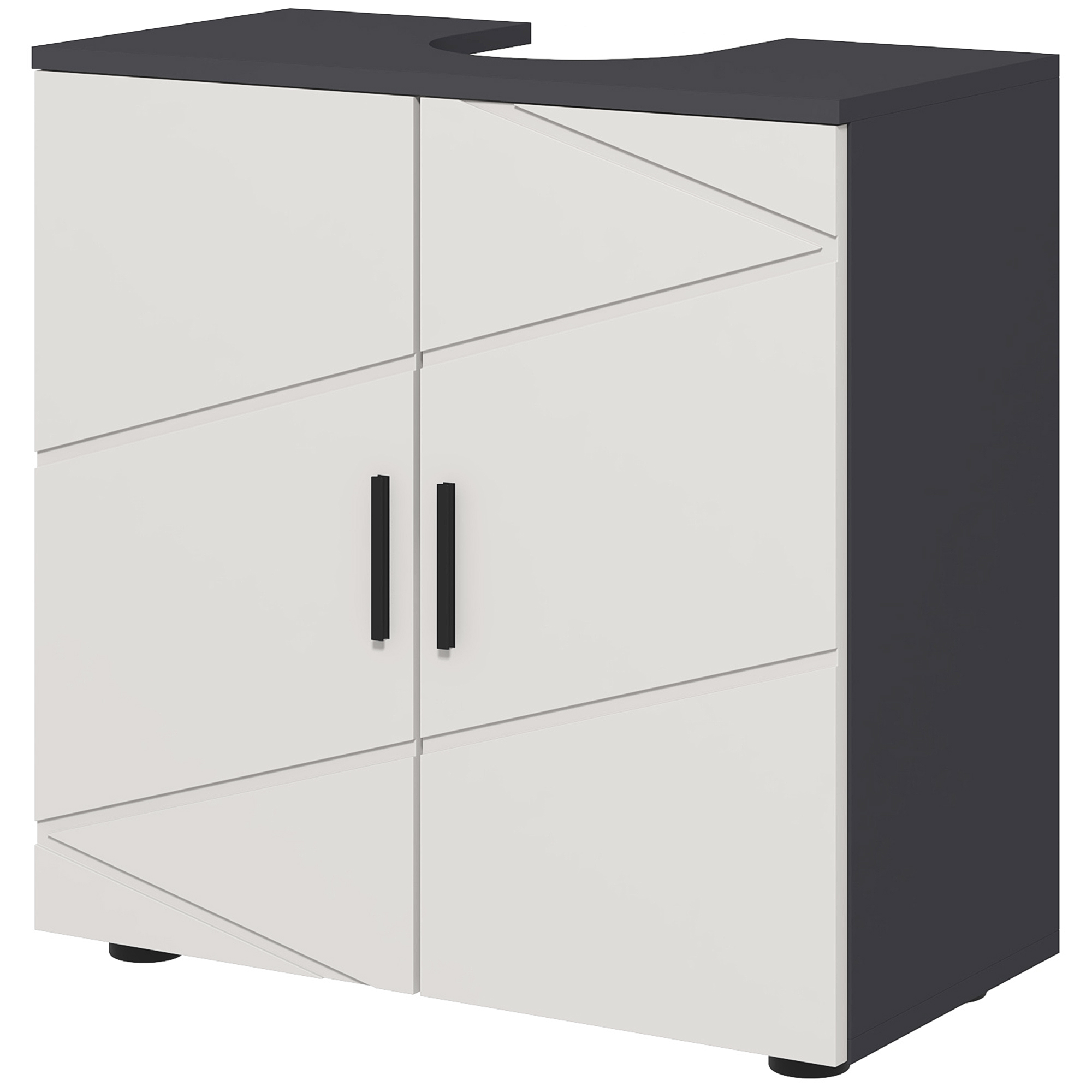 Kleankin Unterschrank Badezimmer für Säulenwaschbecken mit 2 Türen, 60x30x60cm, Grau