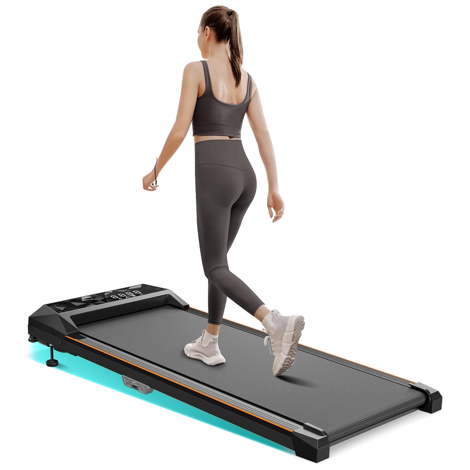 CoolHut Portable 4 in 1 Under Desk Treadmill, LED Display, Remote Control, 265 lb Capacity, No Installation Needed
