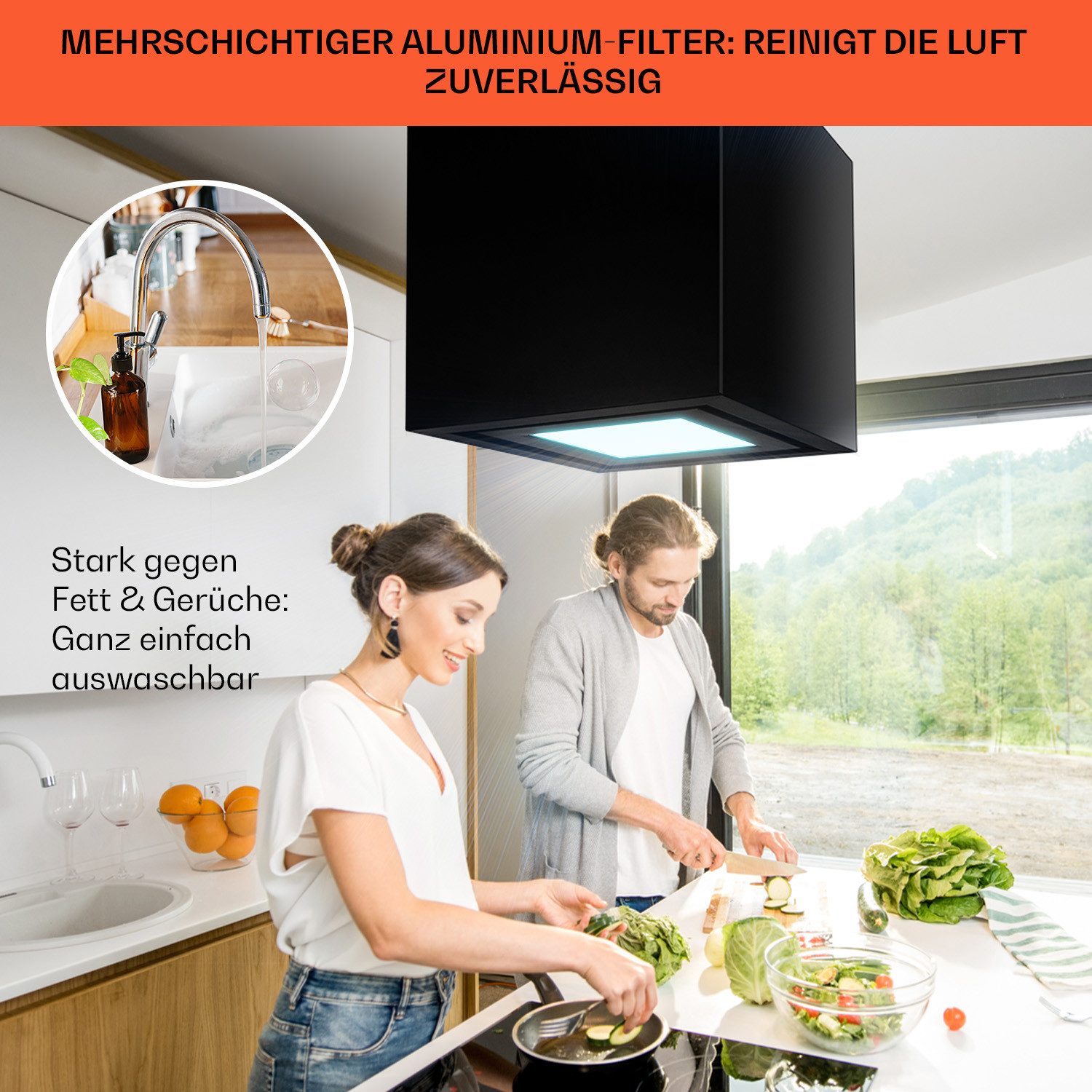 Deckenhaube Kronleuchter Smart Inselabzugshaube