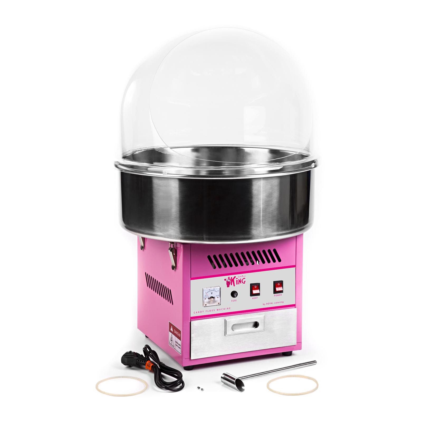 Zuckerwattemaschine Zuckerwattegerät 52 cm mit Spuckschutz 1200 W Candy Maker pink Gastro
