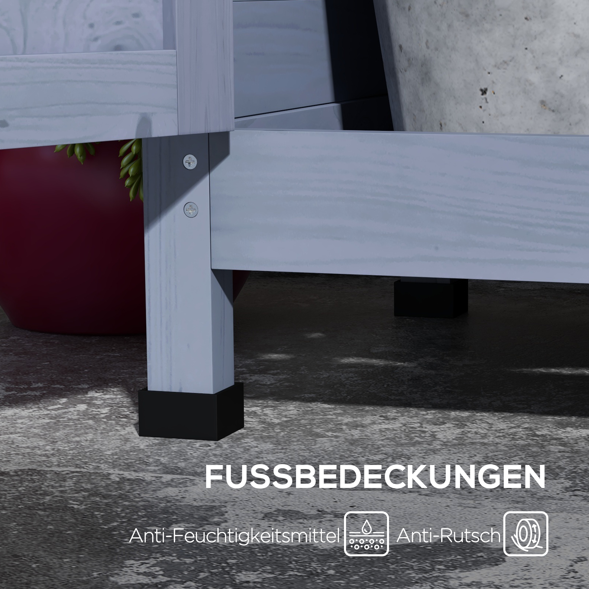 Outsunny Tuinset met opbergkast, aluminium werkblad, opbergruimte, 112x47x146cm, Grijs