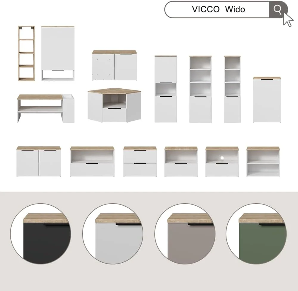 Vicco Wido Wohnwand, mehrteiliges TV-Möbel-Set für das Wohnzimmer