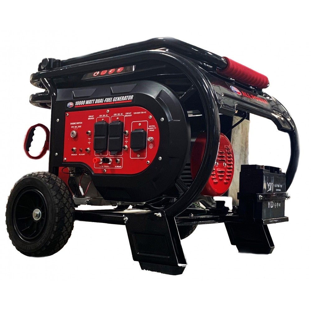 Generador portátil All Power de 10,000 vatios y combustible dual, modelo G10000EGL, para gasolina y propano
