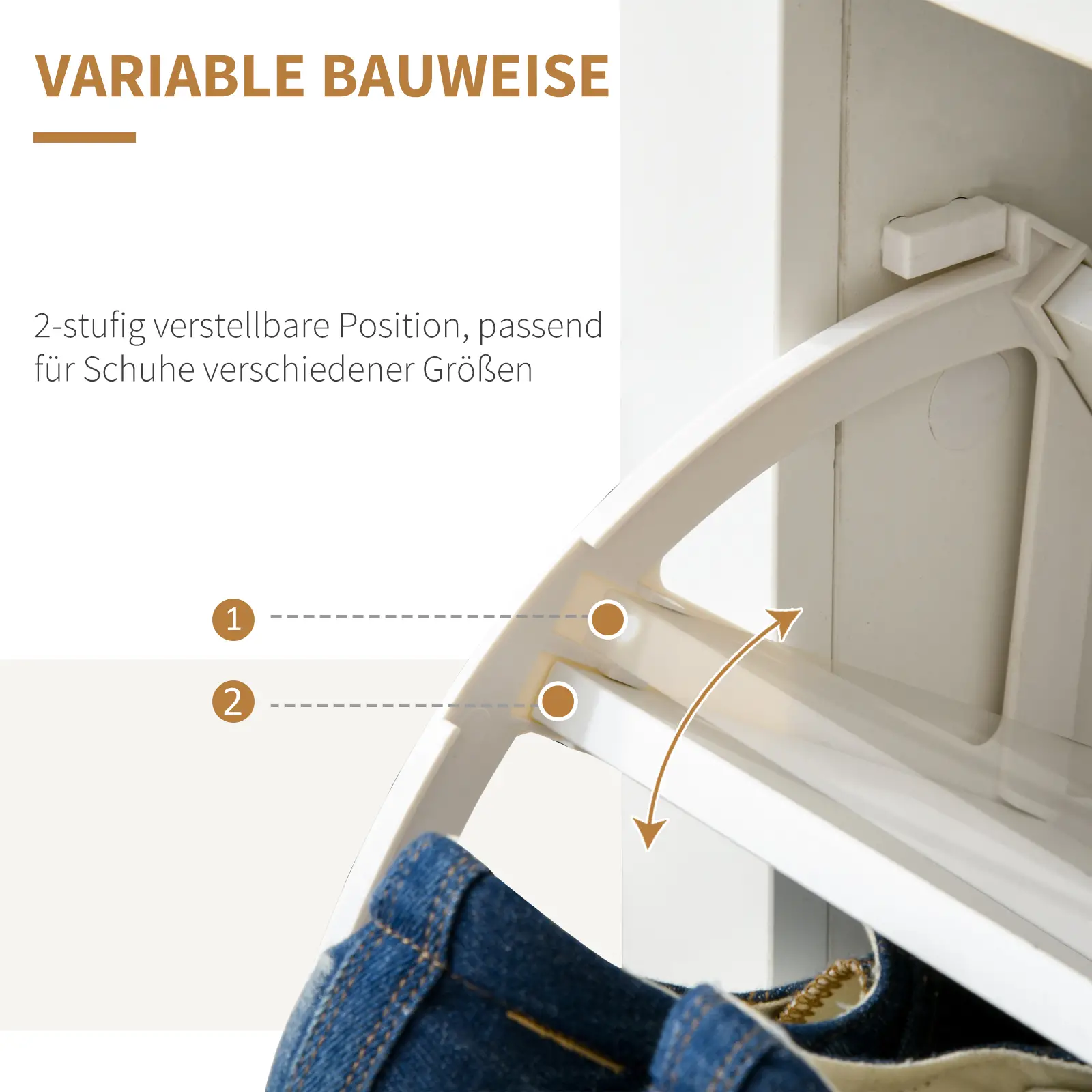 HOMCOM Schuhschrank 2 Klappen 12 Paar Schuhe Kippschutz Weiß