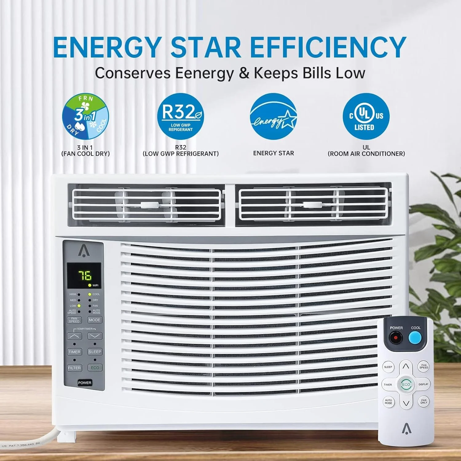 GAOMON Smart 6000 BTU Window Air Conditioner �C WiFi-Enabled AC with Remote & App Control, Timer, Sleep Mode, Easy Install Kit, Cools Rooms Up to 350 Sq. Ft, 115V, White