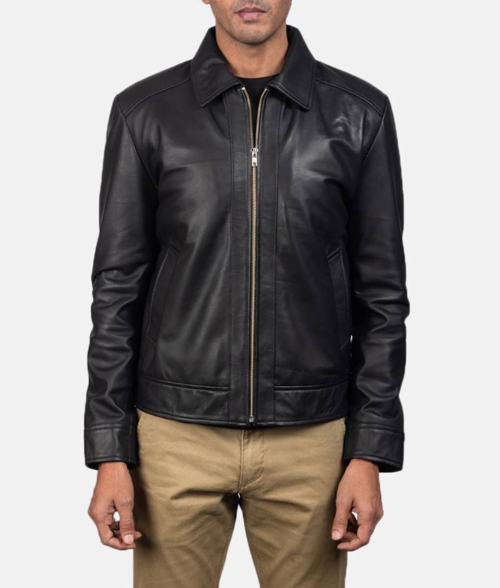 Larry Black Leather Jacket For Men