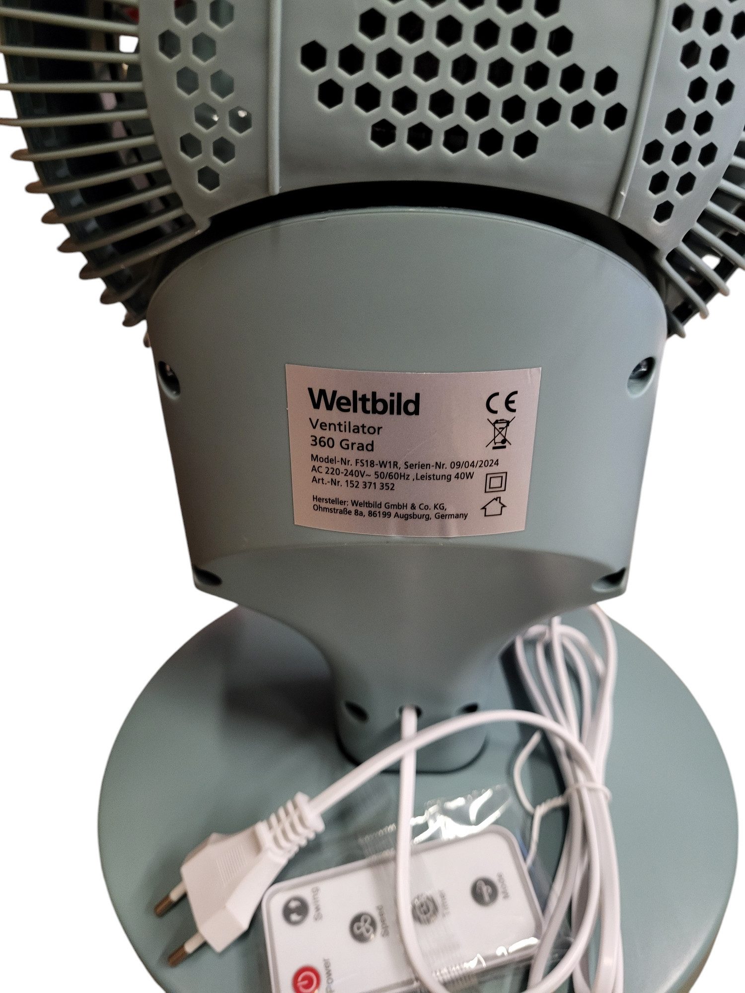Tischventilator Tischventilator, Ventilator 360 Grad, Weltbild
