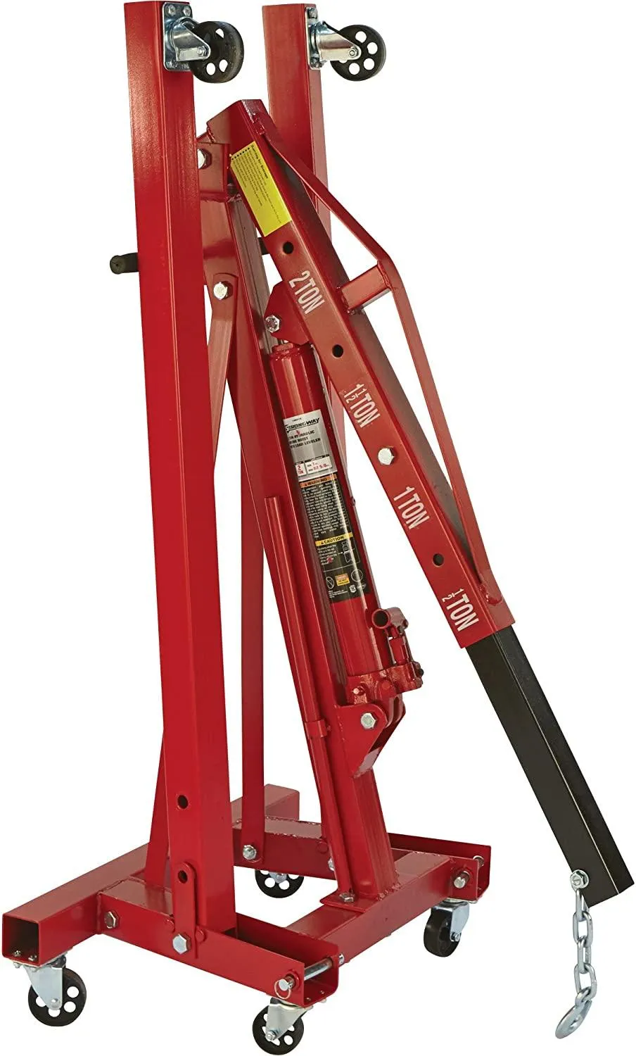 Strongway Hydraulic Engine Hoist with Load Leveler – 2-Ton Capacity, 1in.-82 5/8in. Lift Range