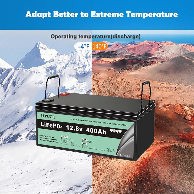 LiFePO4 Batterie 12V 400Ah, Lithium Eisenphosphat anstelle von Auto AGM oder Deep Cycle-Batterie, für Wohnmobil, Boot, Solaranlage, usw
