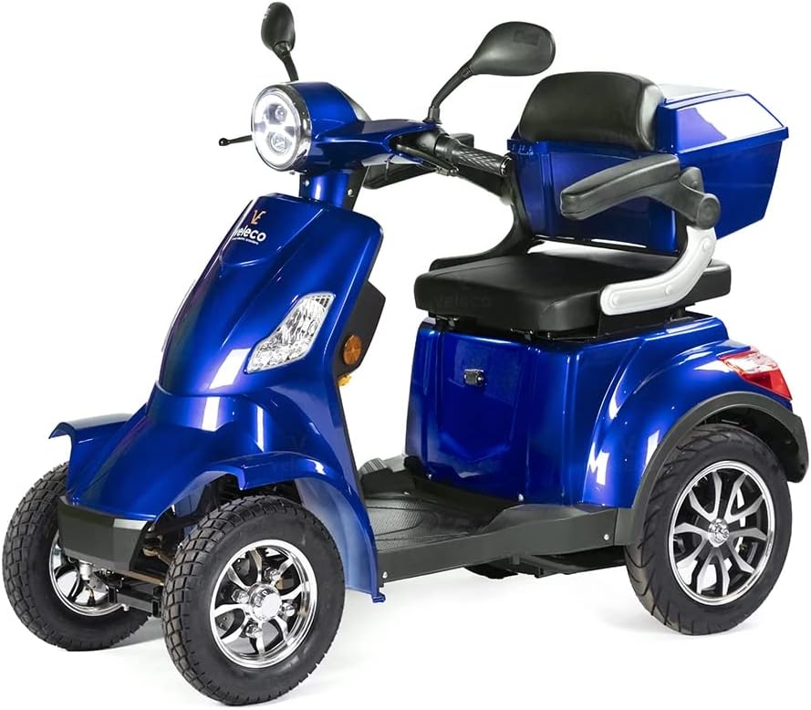 VELECO Seniorenmobil Lithium-Ionen Akku 4-Rad ElektroRoller 1000W FASTER (BLAU)
