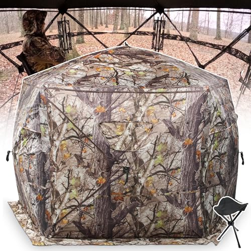 ShedOFF Tenda da caccia a 5 lati per 1 4 persone con sgabello da caccia a tre gambe, 288 gradi vedere attraverso tende da terra pop up per caccia di cervi, tacchino, anatra, caccia con arco, finestre : Amazon.it: Sport e tempo libero