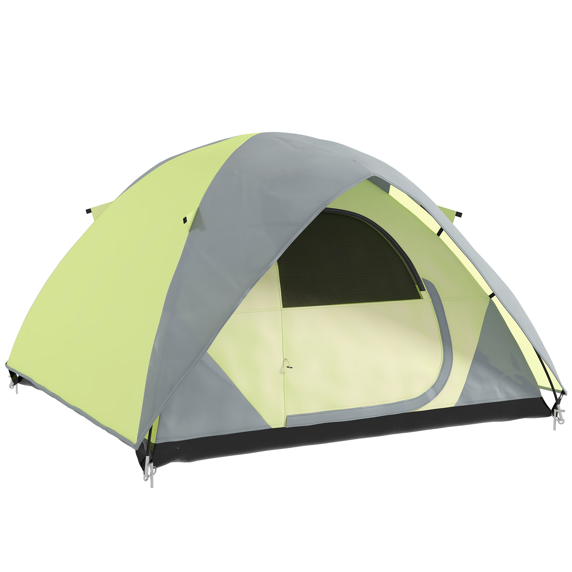 Outsunny Campingzelt 3 Personen Kuppelzelt, Wasserdicht und UV-Schutz, 300x300x180 cm, Gelb und Grau