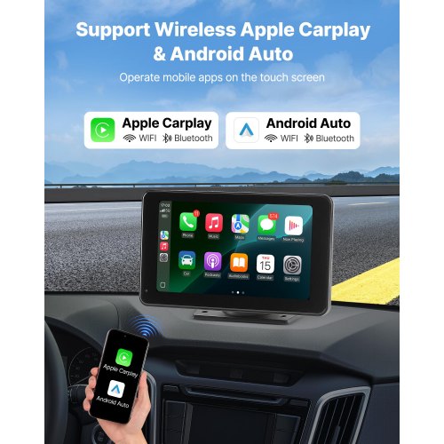 VEVOR Autoradio CarPlay Touchscreen 177,8mm Apple Android Auto Rückfahrkamera