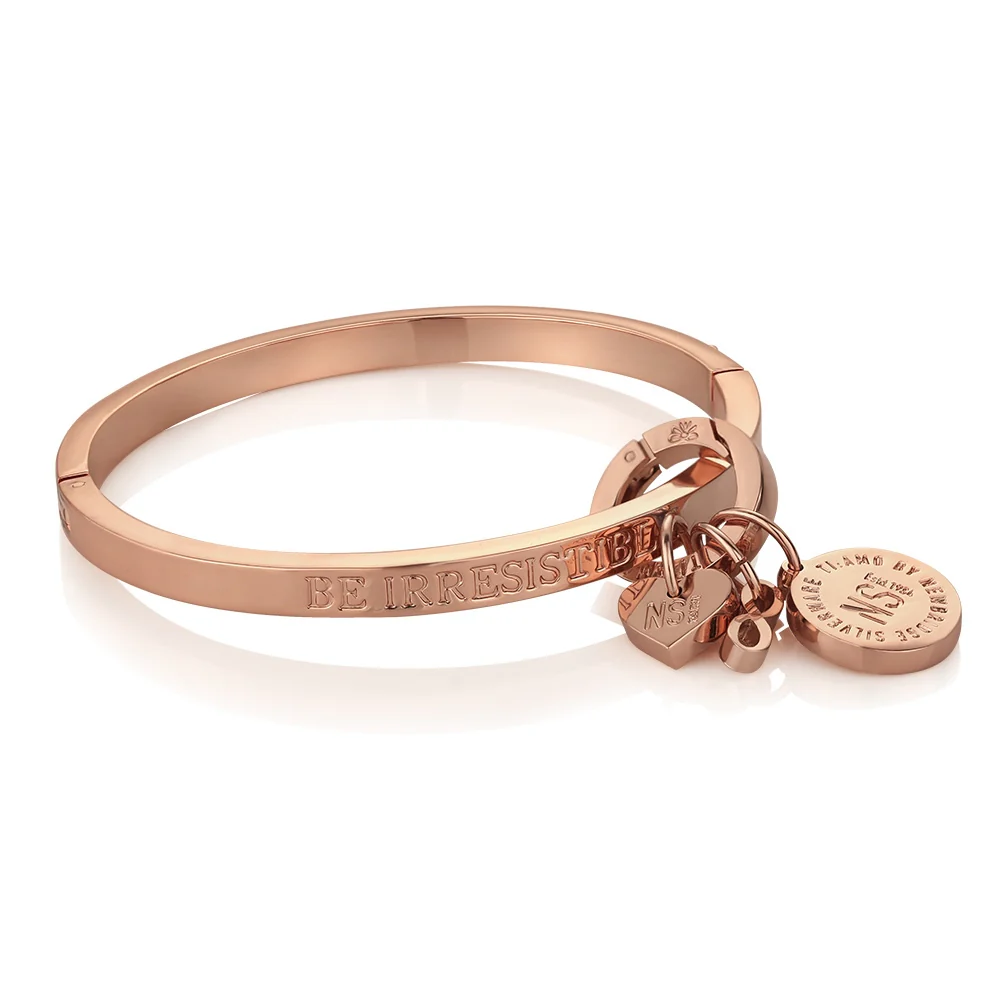 Newbridge Silverware Rose Gold Plated 'Be Irresistible' Bangle