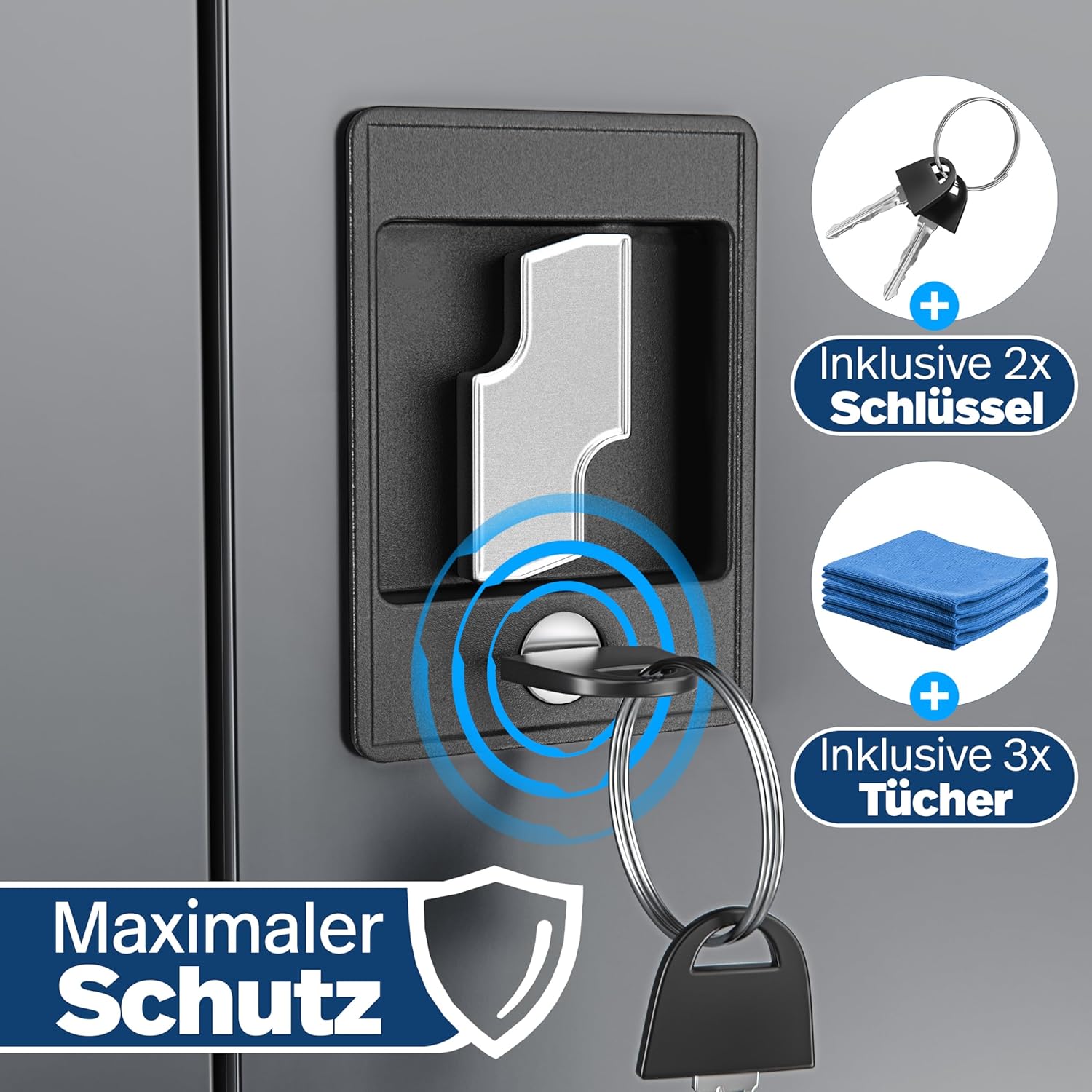 KESSER® Aktenschrank abschließbar mit Flügeltüren 180x80x40cm | Büroschrank aus Stahl mit 4 höhenverstellbaren Einlegeböden | Mehrzweckschrank 5 flexible Fächer, max. 40 kg pro Fach, inkl. 2 Schlüssel