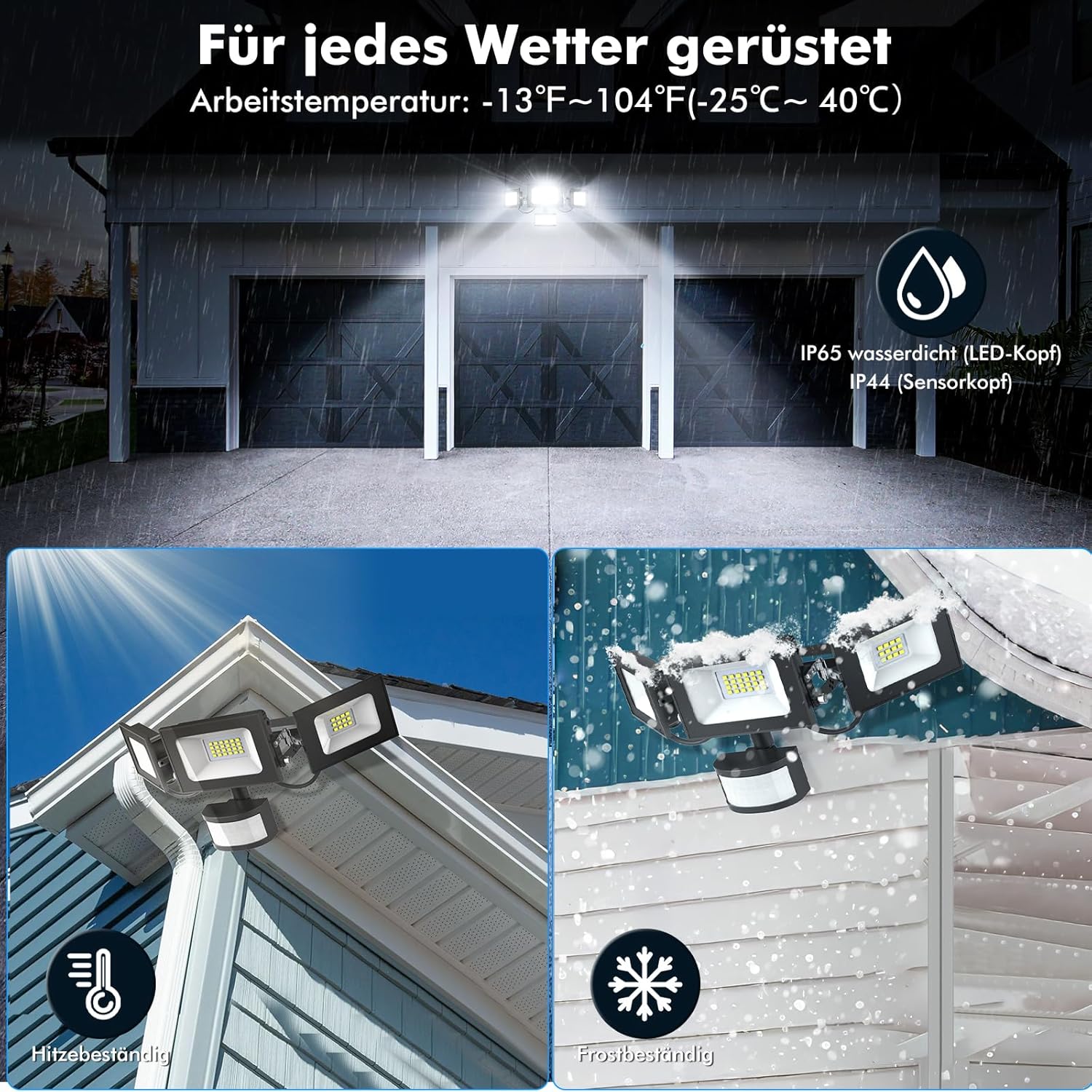 LED Strahler mit Bewegungsmelder 50W, 5000LM Fluter Flutlicht Scheinwerfer, 6500K Kaltweiß Flutlichtstrahler, IP65 Wasserdicht Außen-Sicherheitsbeleuchtung für Garten Garage Hof Wand,10Stück