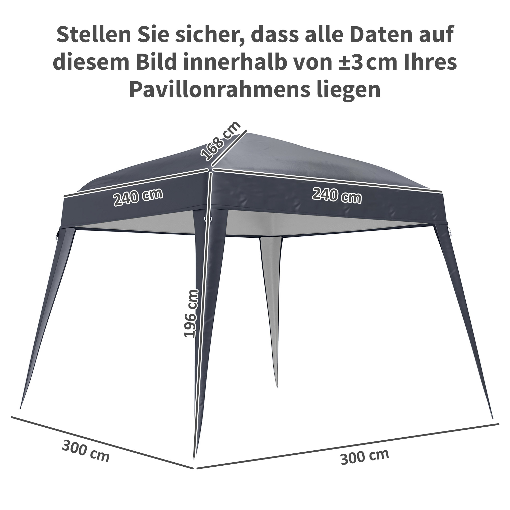 Outsunny Pavillon-Ersatzdach, Ersatzplane für 3 x 3 m Gartenpavillon, Gartenzeltdach-Ersatz, UPF50+, Oxford-Stoff, Dunkelgrau