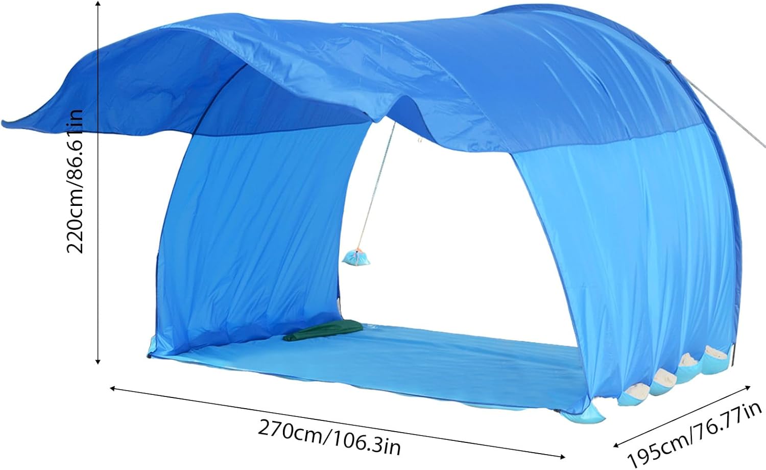 TOMSHOO Strandmuschel, Quick-Up Strandzelt für 4–6 Personen, Schnell aufbaubares Beach Tent mit windstabiler Konstruktion, großer Innenraum, Mehrpunkt-Befestigung, tragbar für Strand, Camping & Park