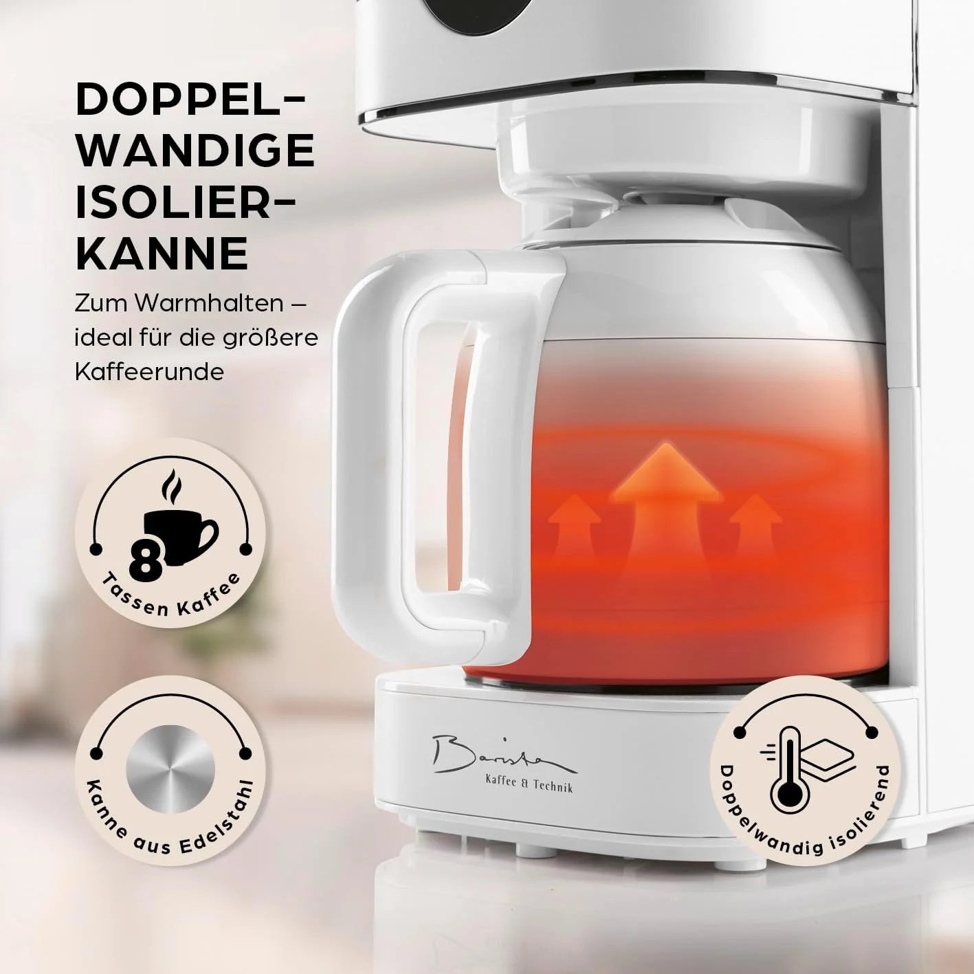 Barista filterkoffiezetapparaat met verstelbare molen & thermoskan | Warmhoudfunctie, 24-uurs timer & permanent filter | Voor 10 koppen koffie | Koffiezetapparaat voor bonen & poeder [roestvrij staal]