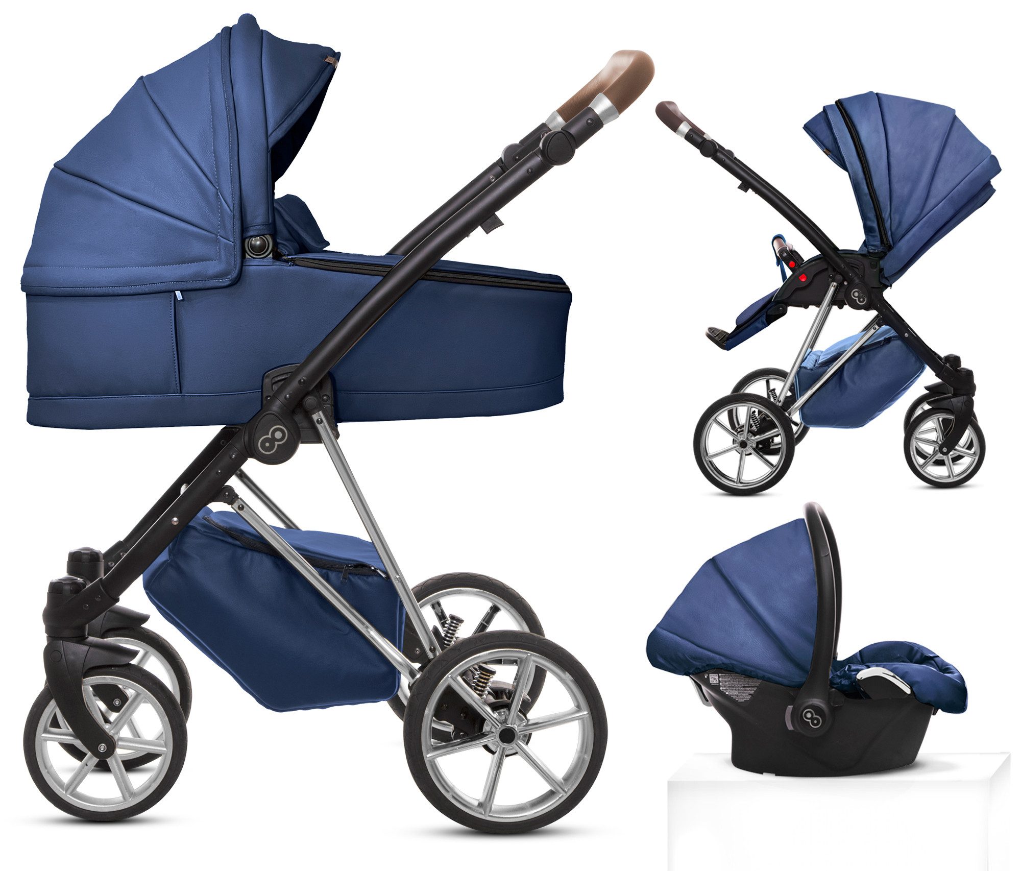 Kombi-Kinderwagen 3in1 Musse Royal, Baby Buggy Babywanne 5-Punkt-Sicherheitsgurt