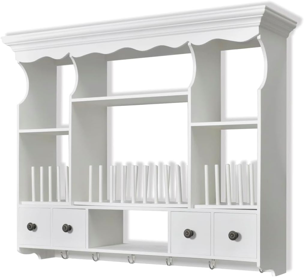 vidaXL Pensile a Muro da Cucina in Legno Bianco Armadietto Vetrinetta Credenza