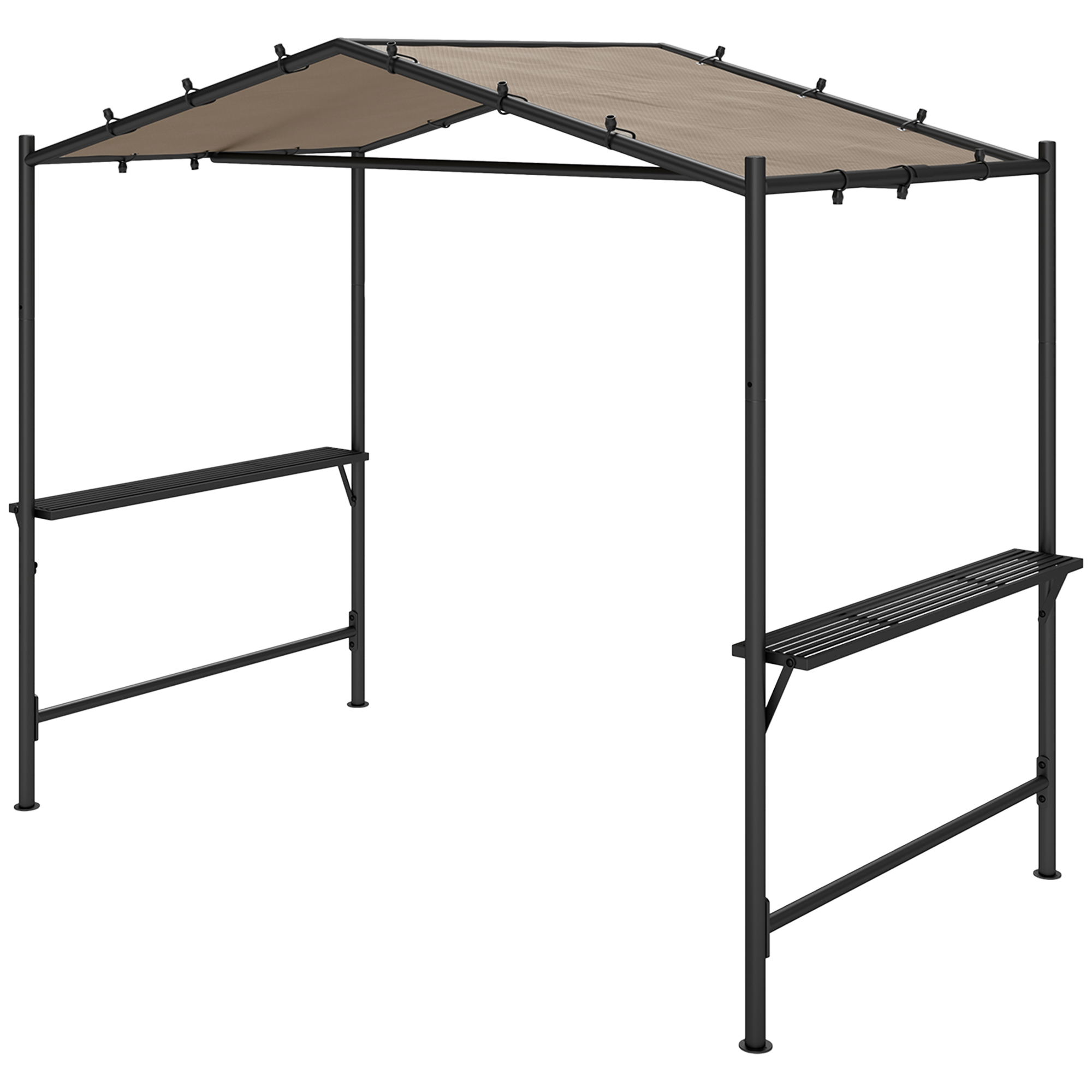 Outsunny Grillzelt Grilldach, wetterbeständig, inkl. Seitentaschen, 277 x 149 x 230 cm, Khaki