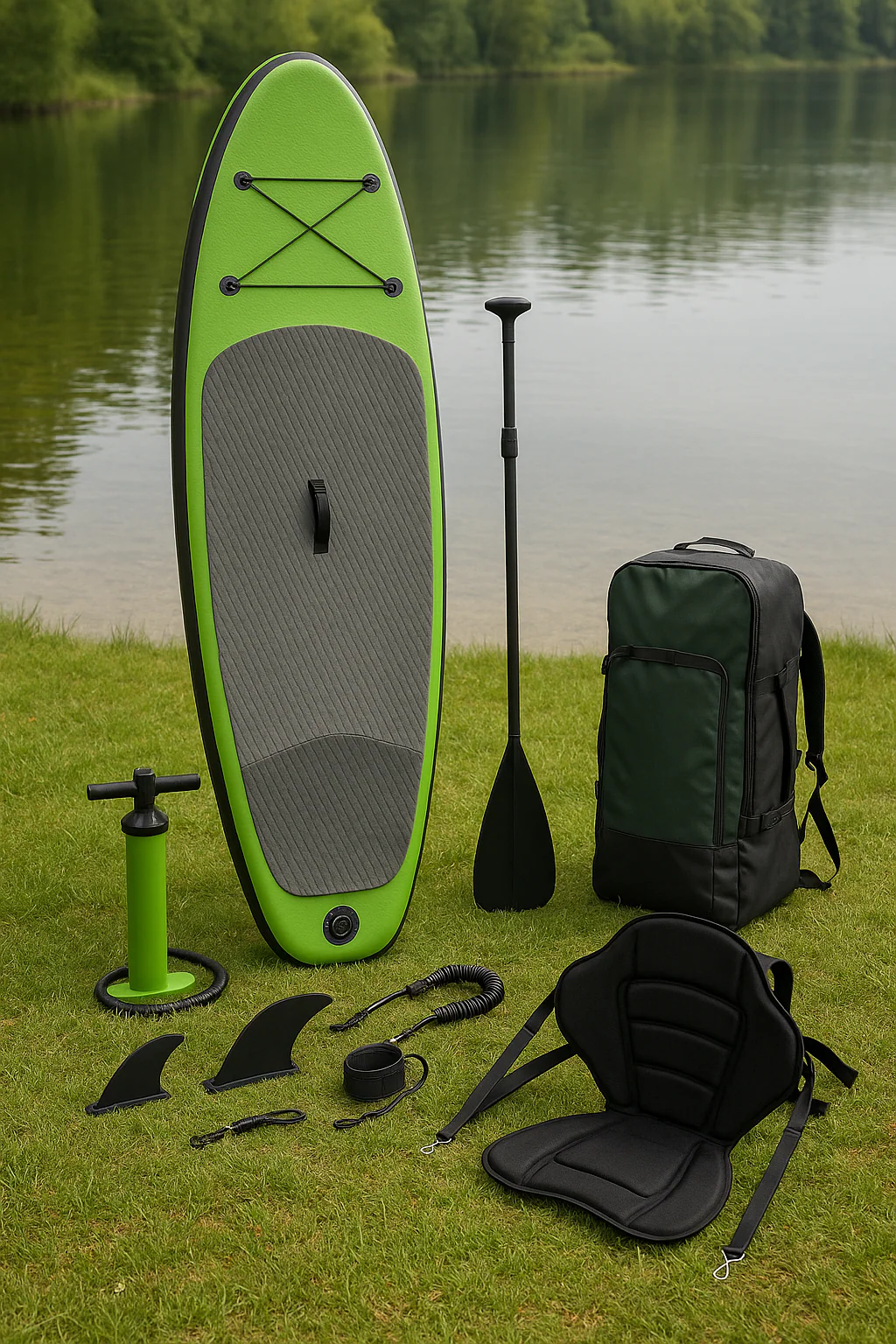 Oppusteligt paddleboard grnt sort PVC til s og natur 3008215 cm TdkPksu561xe