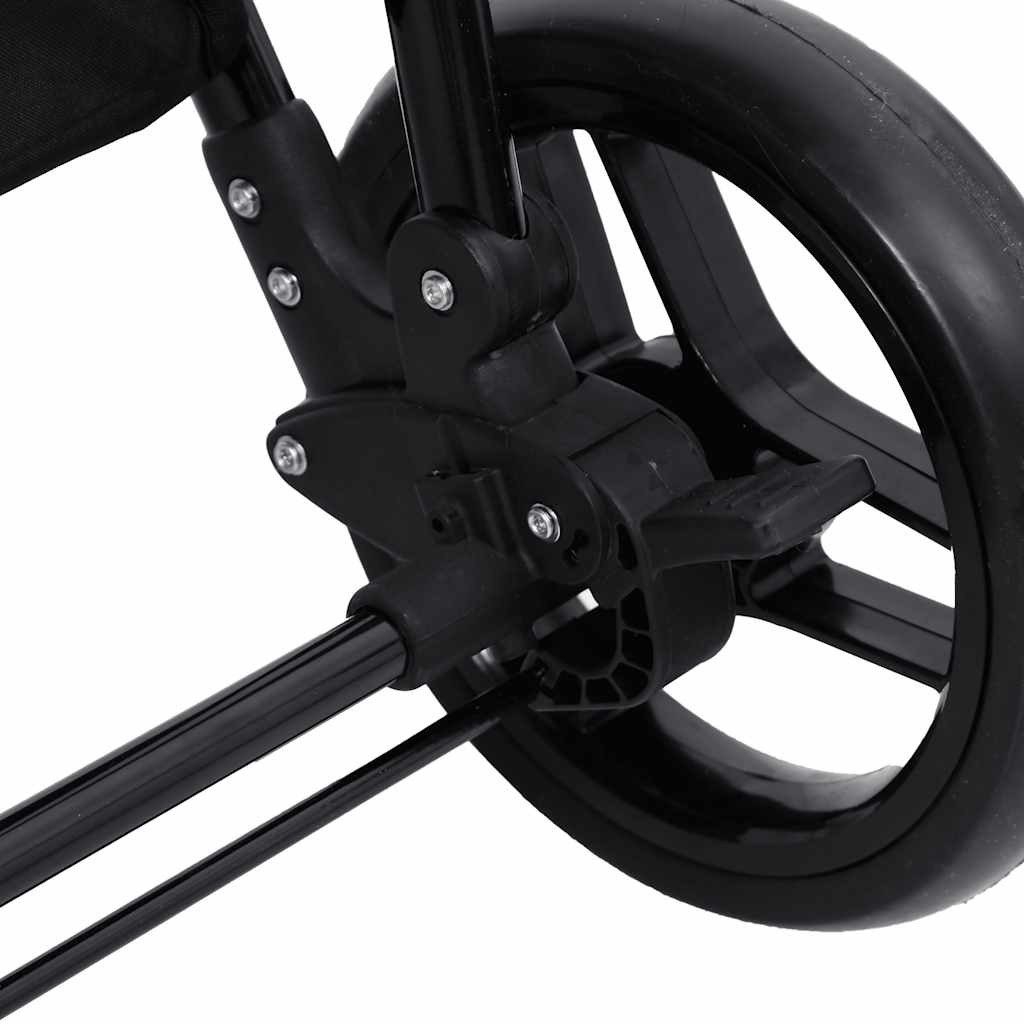 Kinder-Buggy 2-in-1 Kinderwagen Hellgrau und Schwarz Stahl