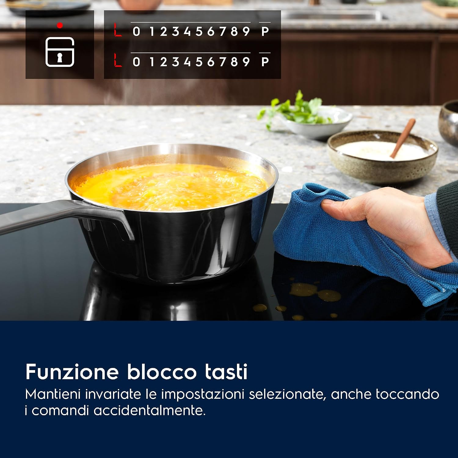 Electrolux Serie 300 Piano Cottura a Induzione da Incasso EIB60424CK, 4 Fuochi Rapidi, Comandi SliderTouch, Sicuro e Facile da Pulire, 60 cm, 590×520 mm, Nero, Design Moderno