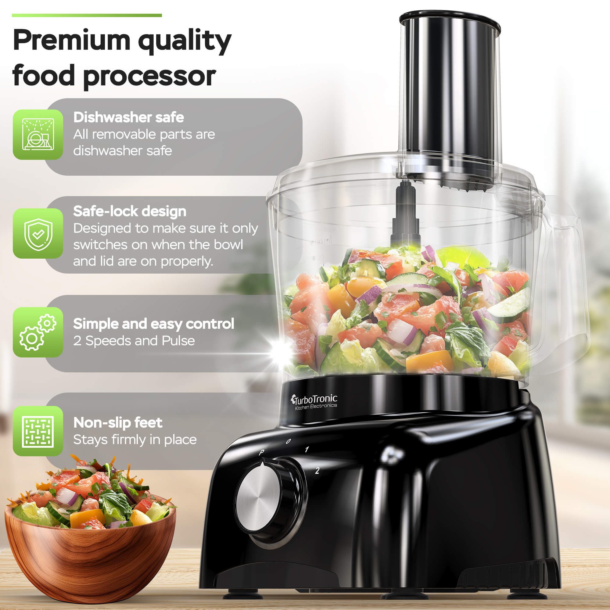 Küchenmaschine Food Processor mit Standmixer 1,5L Behälter Multizerkleinerer Mixer