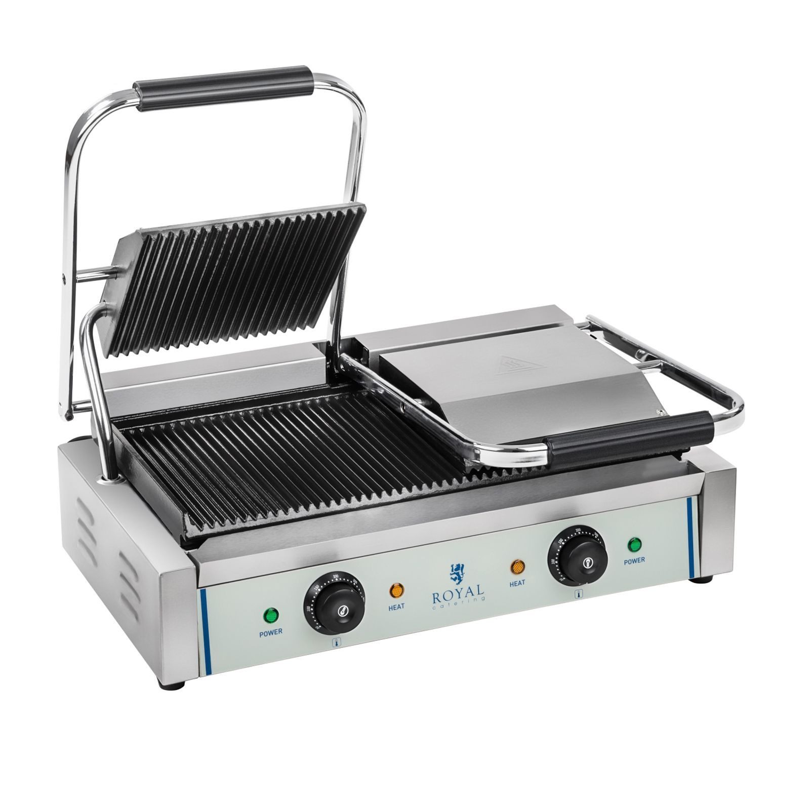 Kontaktgrill Doppel Elektrogrill geriffelt Panini Toaster Grill Edelstahl 2200W