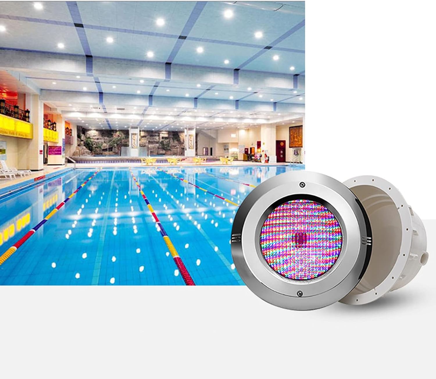 LED-Poollampe, Par56 Vertiefte Unterwasserbeleuchtung, Oberfläche Aus Edelstahl 12V Wasserdicht IP68 für Ober- und Unterirdisches Schwimmbecken(RGB + Fernbedienung,12W)