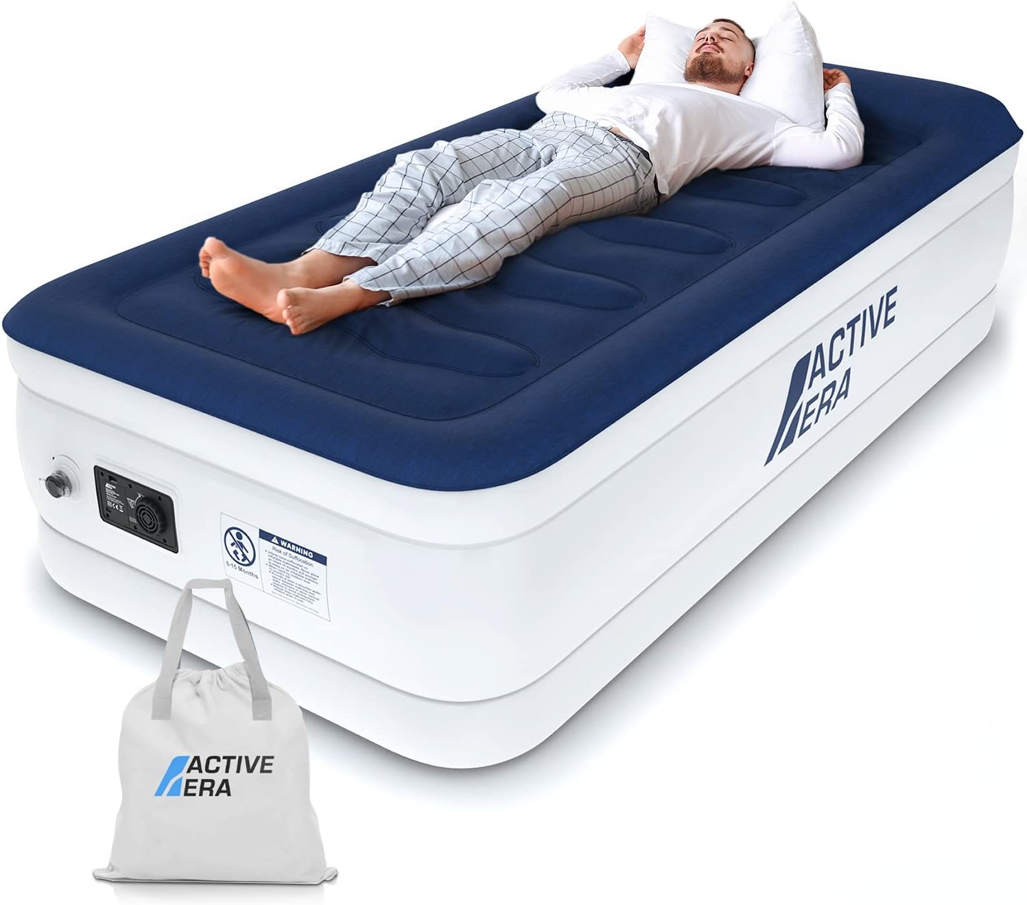 Active Era Materasso Gonfiabile Matrimoniale 152 x 203 x 56cm. Letto Gonfiabile Matrimoniale Rialzato, Pompa Elettrica Integrata, Cuscino Rialzato e Tecnologia I-Beam Strutturata, con Altezza 56cm