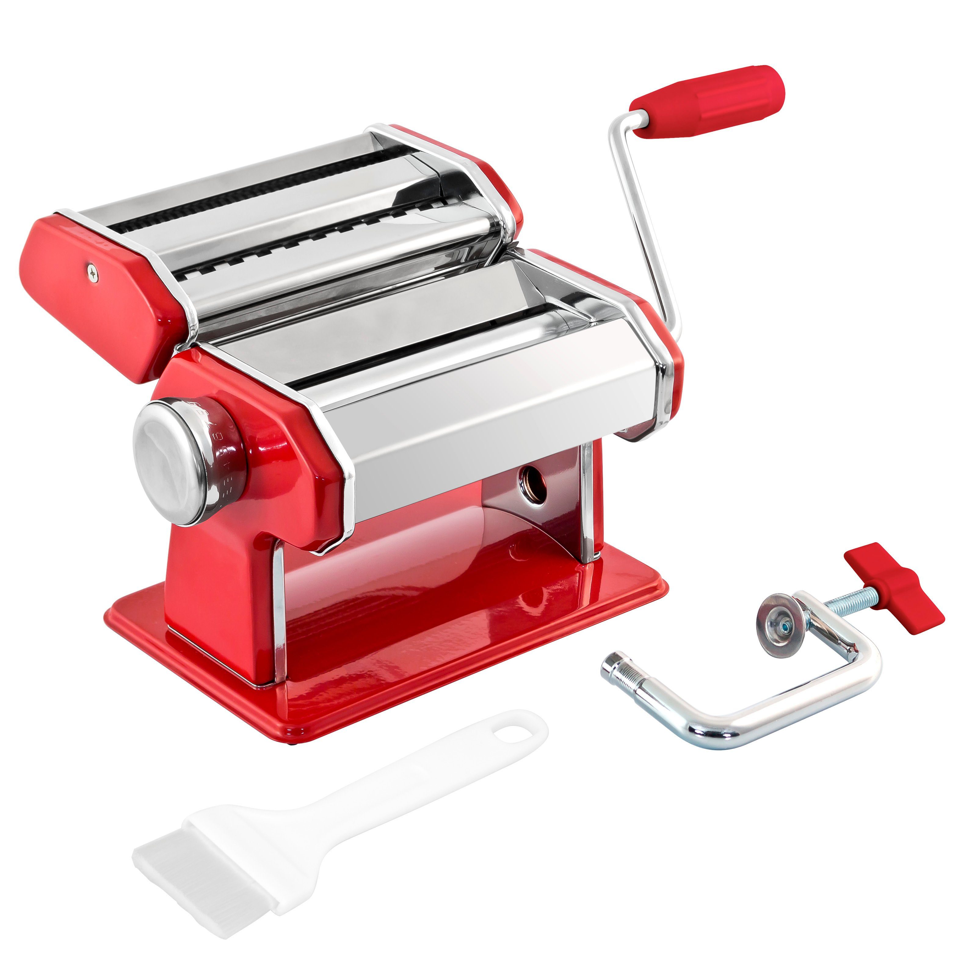 Nudelmaschine Nudelmaschine Edelstahl/Metall rot Pastamaschine, Spaghetti, Lasagne