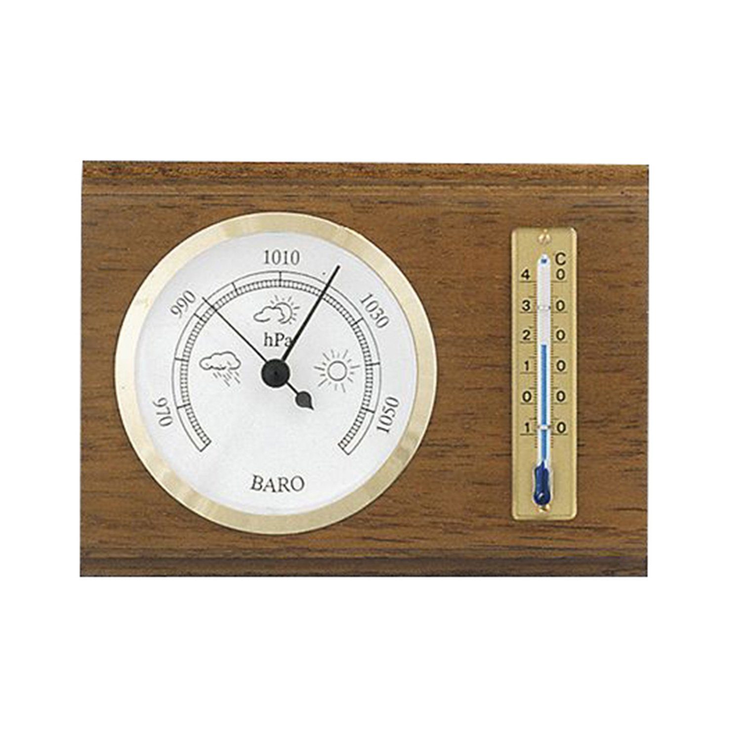 Wetterstation Baro- und Thermometer Mahagoni