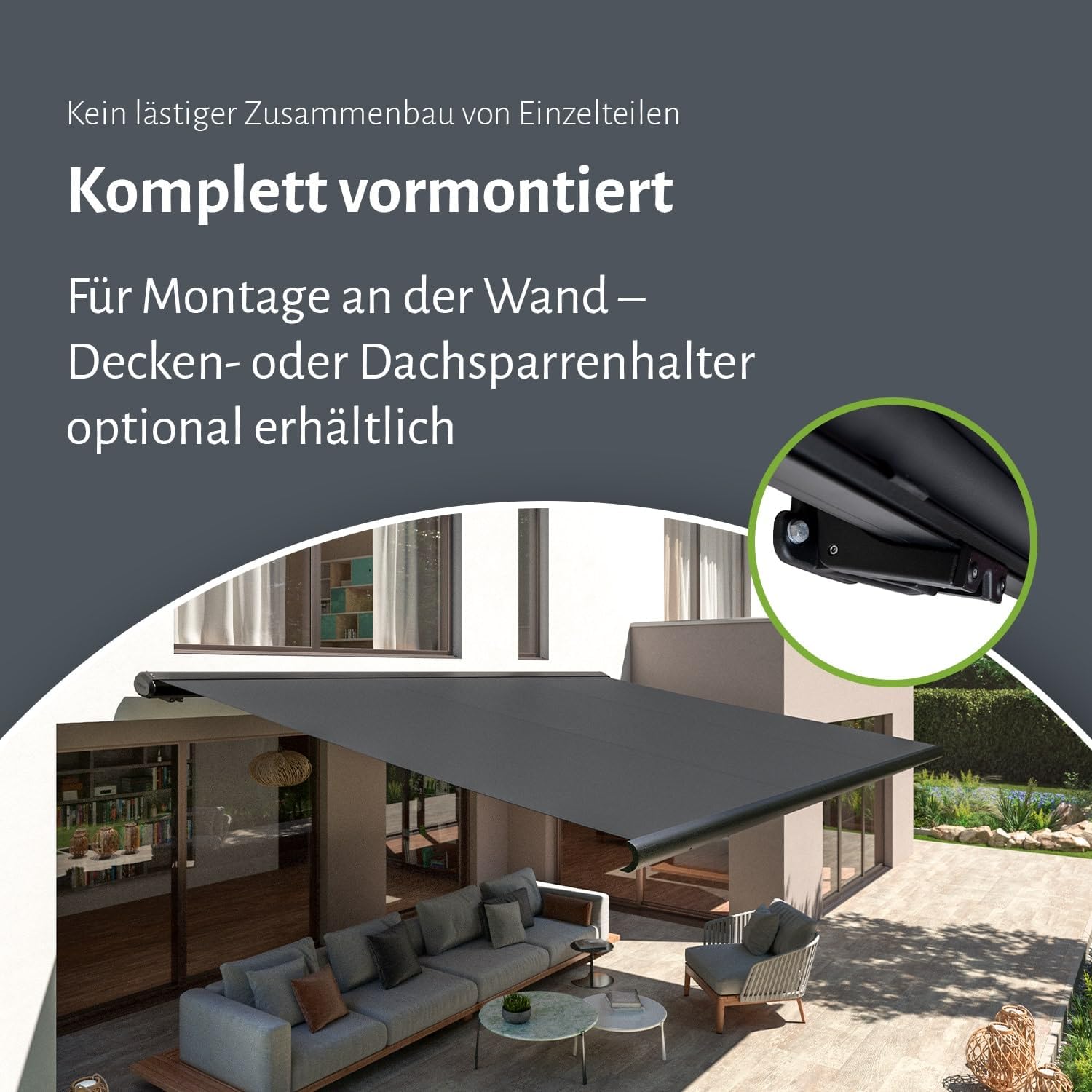empasa elektrische Vollkassettenmarkise 'Profi' Kassettenmarkise Gelenkarmmarkise Markise Sonnenmarkise Sonnenschutz komplett vormontiert, Farbe:anthrazit, Größe:3 x 2.5 m