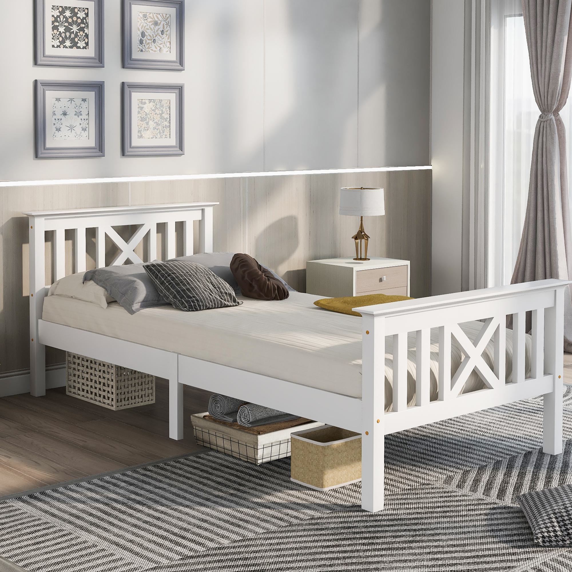 Minimalistisches Einzelbett 90x200 cm mit Stauraum fürs Wohnzimmer, Weiß