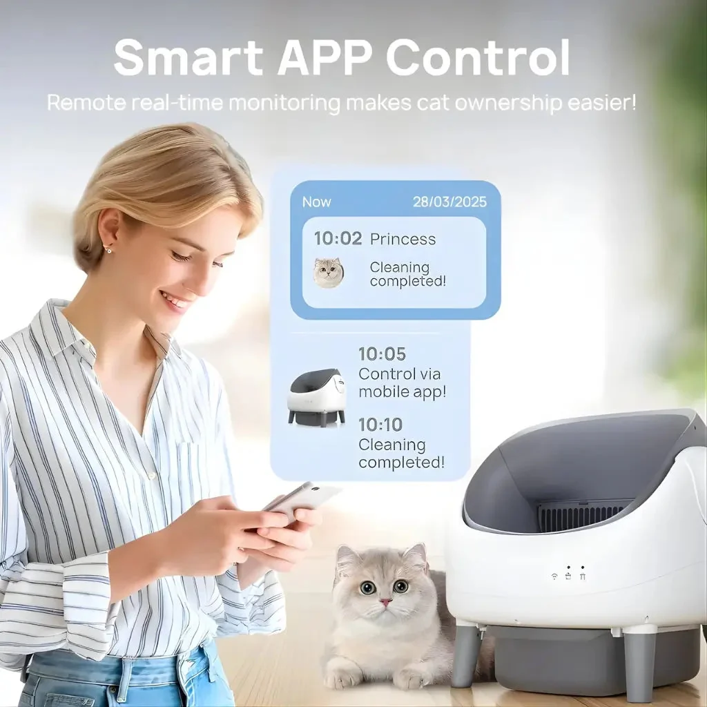 Automatic Self-Cleaning Cat Litter Box �C 15L Capacity & Smart App Control